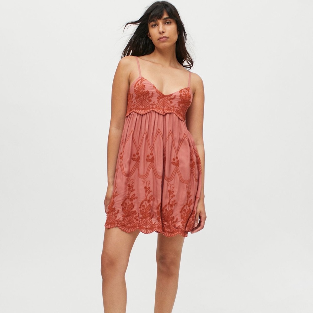 UO Jamie Embroidered Babydoll Dress